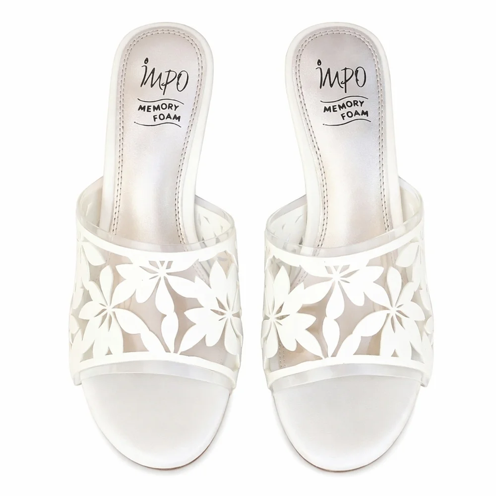 Impo Memory Foam Floral Cutout Wedge Sandals SZ 6M Chic Classic Comfort Slides